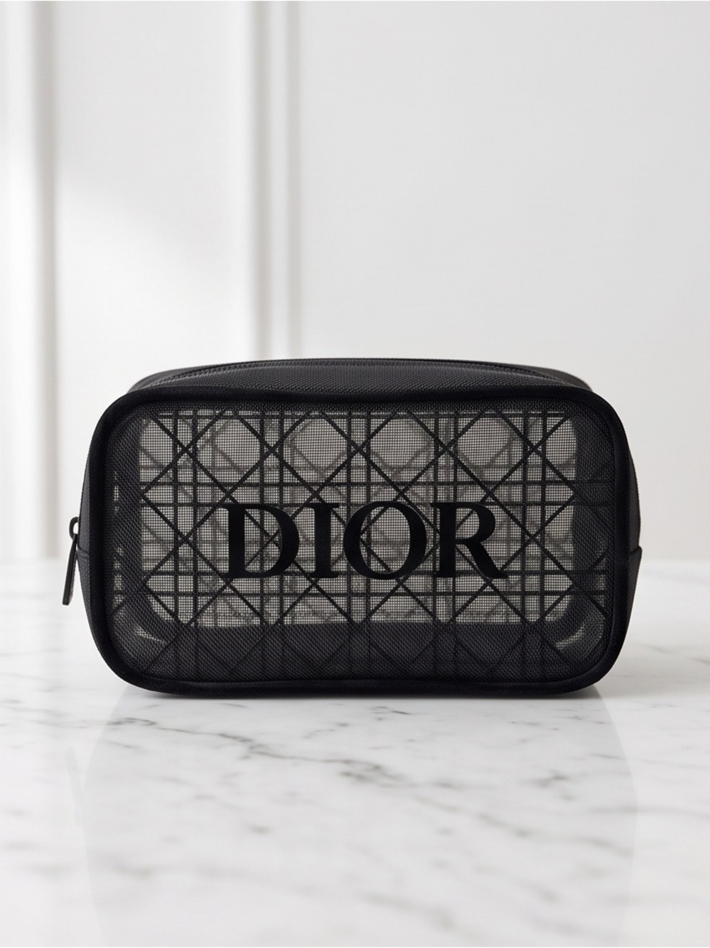 Dior Black Mesh Logo Toiletry Pouch